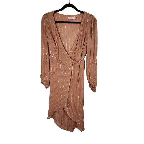 Traffic People Dress 'Shrimp' in Light Brown Size extra small wrap dress - Picture 2 of 9